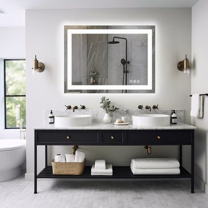 31" Silver Lighted Frameless Bathroom Vanity Mirror