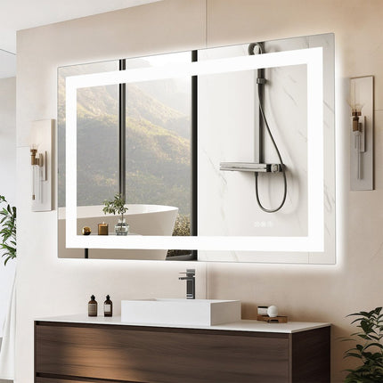 35" Silver Frameless Bathroom Vanity Mirror
