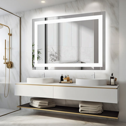 35" Silver Frameless Bathroom Vanity Mirror