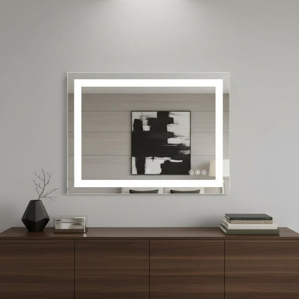 35" Silver Frameless Bathroom Vanity Mirror
