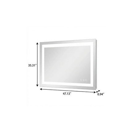 35" Silver Frameless Bathroom Vanity Mirror