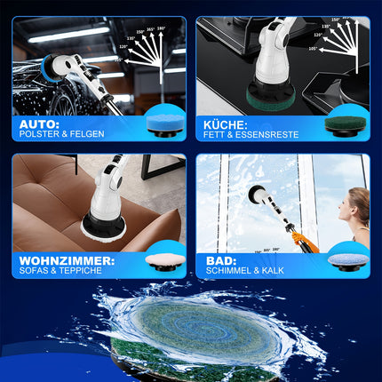 LADAMI Electric Cleaning Brush & Grout Remover with 8 Attachments, 120-Min Runtime