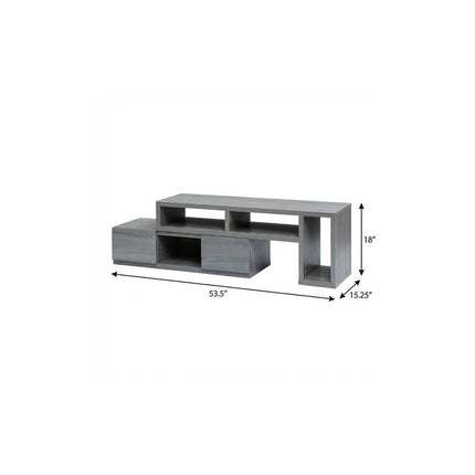 54" Gray Wood Enclosed and Open Storage TV Stand