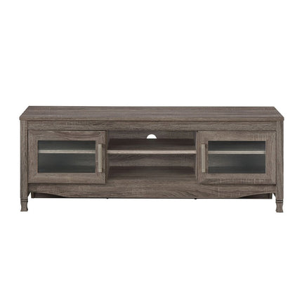 53" Gray Wood Enclosed and Open Storage TV Stand