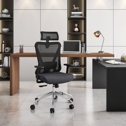 Black and Silver Adjustable Height Swivel Rolling Office Chair