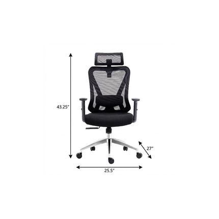 Black and Silver Adjustable Height Swivel Rolling Office Chair
