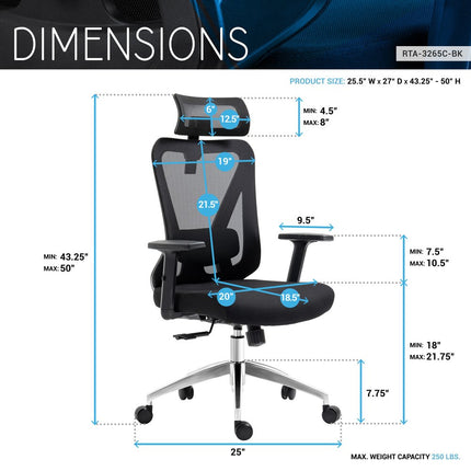 Black and Silver Adjustable Height Swivel Rolling Office Chair