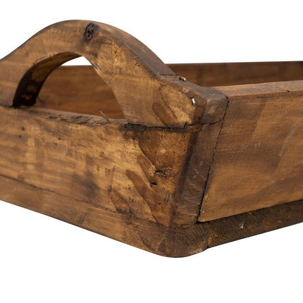 20" Brown Reclaimed Wood Handmade Serving Tray With Handles