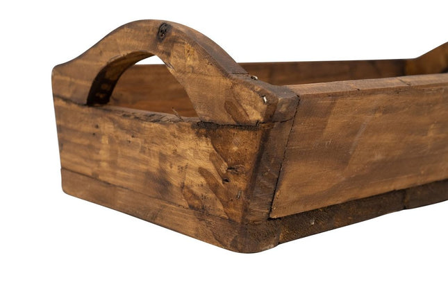 20" Brown Reclaimed Wood Handmade Serving Tray With Handles