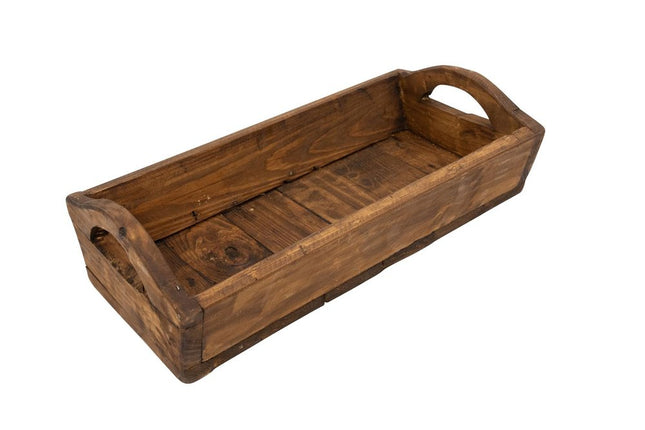 20" Brown Reclaimed Wood Handmade Serving Tray With Handles