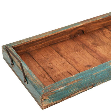 21" Natural Solid Wood Handmade Serving Tray With Handles