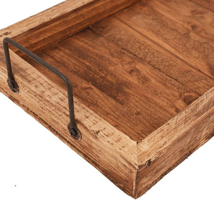 21" Natural Solid Wood Handmade Serving Tray With Handles