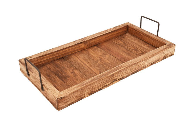 21" Natural Solid Wood Handmade Serving Tray With Handles