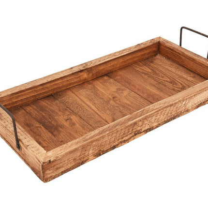 21" Natural Solid Wood Handmade Serving Tray With Handles