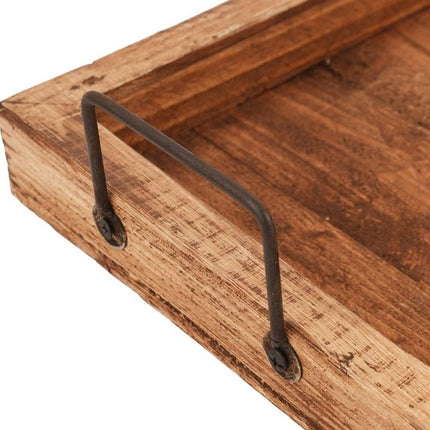 21" Natural Solid Wood Handmade Serving Tray With Handles