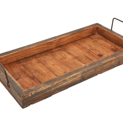 21" Natural Solid Wood Handmade Serving Tray With Handles