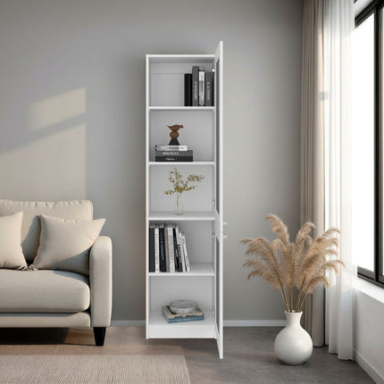 71" White Wood One Tier Bookcase with One Door