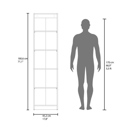 71" White Wood One Tier Bookcase with One Door