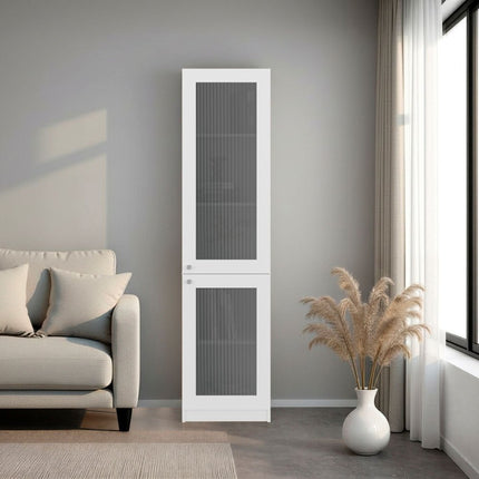 71" White Wood One Tier Bookcase with One Door