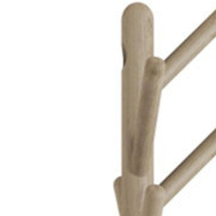 67" Gray Solid Wood Ten Hook Freestanding Coat Rack