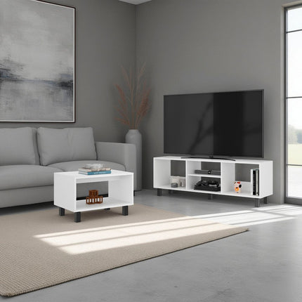 55" White Wood Fireplace Entertainment Center