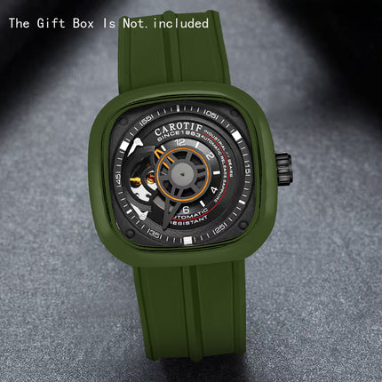 1pc Men's Green Vintage Mechanical Watch with Chronograph Winding Retro Analog Watch Suitable