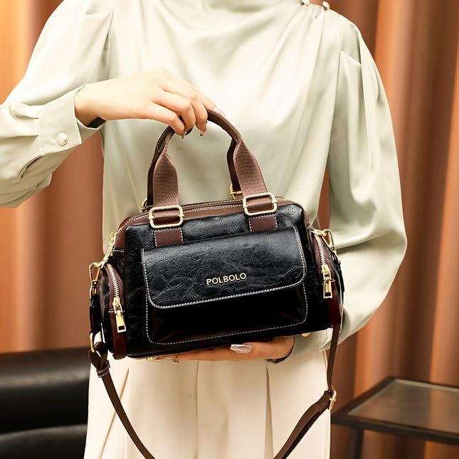 Women'S Large Capacity Crossbody Bag - Heavy-Duty Zipper Closure, Elegant Brown