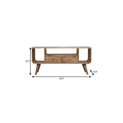 43" Brown Solid Wood Enclosed and Open Storage TV Stand