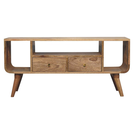 43" Brown Solid Wood Enclosed and Open Storage TV Stand