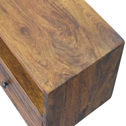 35" Brown Solid Wood Floating Mount TV Stand