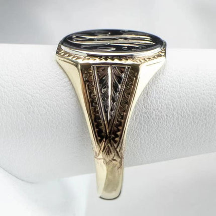 Fashionable Vintage Carved Letter Womens Ring