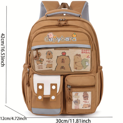 Cute Capybara Backpack with Capybara Patterns - Lightweight School Bookbago,