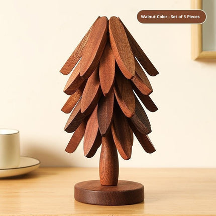 Tree Design Stand Wooden Trivets Decorative Anti Scald Heat Resistant Table Mat Coaster Wood Placemats Pot Table Heat Insulation Pad