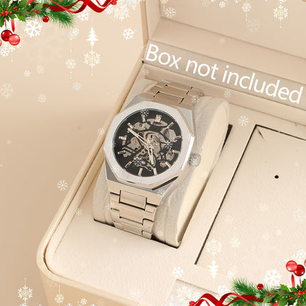 Fashion Men's Luxury Automatic Mechanical Watch - Stainless Steel Black Dial, Alloy Case, Alloy Dial,