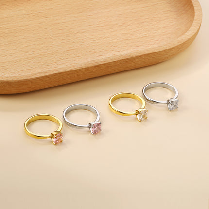 Stylish Commuter Electroplated Rectangular Geometric White Diamond Ring