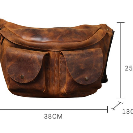 First Layer Cowhide Genuine Leather Large Capacity Waist Bag