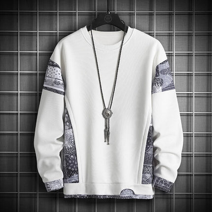JFUNCY Autumn Harajuku Sweatshirt for Men Oversized Fake 2 Piece Hoodies Korean O-Neck Man Streetwear Male Fashion Clothes