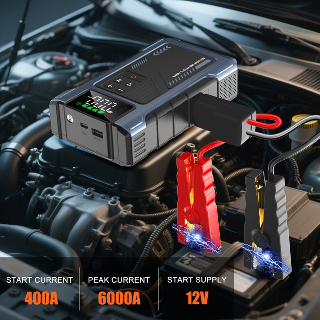 6000A Car Jump Starter Power Bank with 150PSI Air Compressor