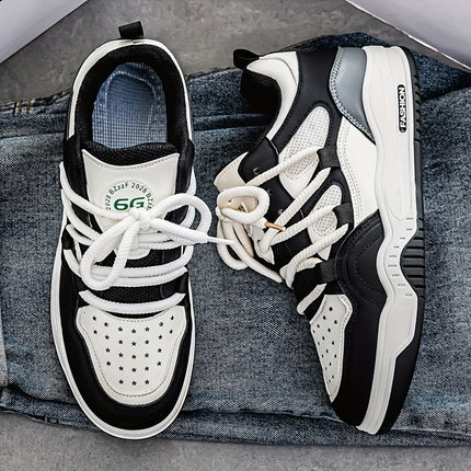 White & Green Casual Sneakers with Breathable Mesh, Durable PVC Sole,