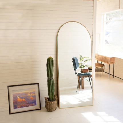 Mirror Black&Gold Full Body Floor Mirror Standing Hanging or Leaning Wall, Wall Mounted Mirror  Aluminum