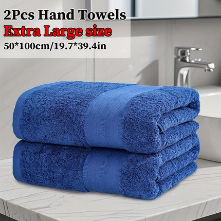 2pcs Extra Large Cotton Hand towels 50*100cm/19.7*39.4in, solid color Cotton 450GSM soft