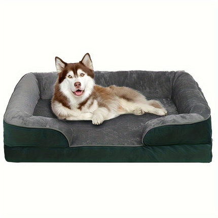 Extra-Large Orthopedic Dog Bed - Washable & Detachable Pet Sofa with Supportive Foam, Non-Slip Bottom for All Seasons Comfort - Ideal for Small to Large Dogs and Cats, Grey