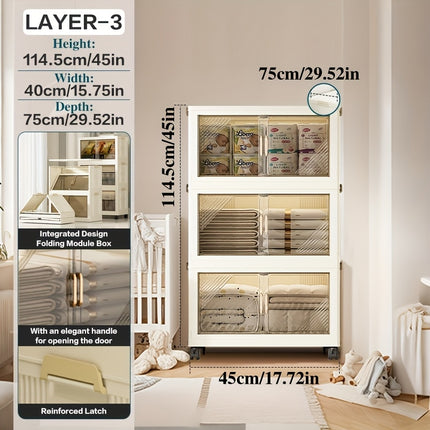 1pc40.01cm multi-layer multifunctional folding storage cabinet, with huge storage space