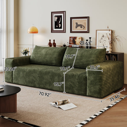 Sofa Deep Seat, Comfy Corduroy Cloud Sofa, No Assembly Required, Champagne Color,
