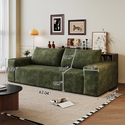 Sofa Deep Seat, Comfy Corduroy Cloud Sofa, No Assembly Required, Champagne Color,