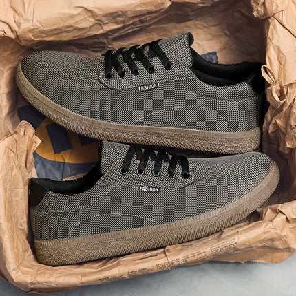 Men'S Classic Low-Top Canvas Sneakers - Retro Casual Shoes with Lace-Up Closure, Breathable Fabric Lining