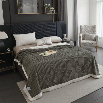 Green/Dark Grey/Coffee/Beige, Bed And Sofa Dual-Purpose Winter Blanket, Comfortable Soft