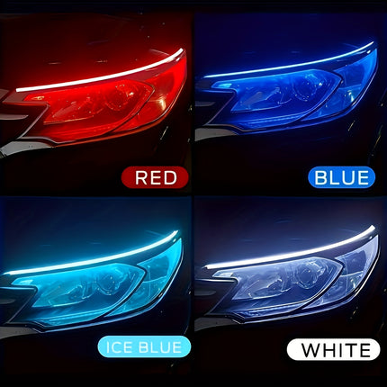 2pcs 60.96 cm LED decorative light strip with flowing light, universal car lights, fashionable start scanning,