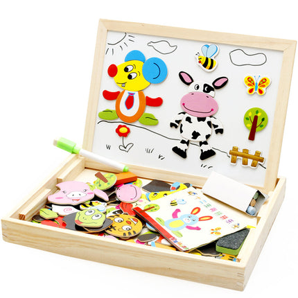 Wooden children's magnetic puzzle imposition
