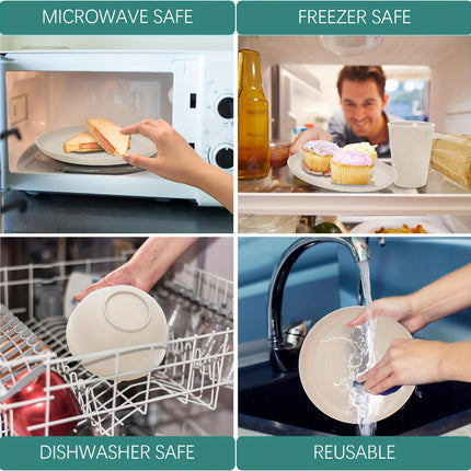 18pcs Tableware Set Made of Unbreakable Plastic Plates, Bowls, And Cups, Safe for Dishwashers